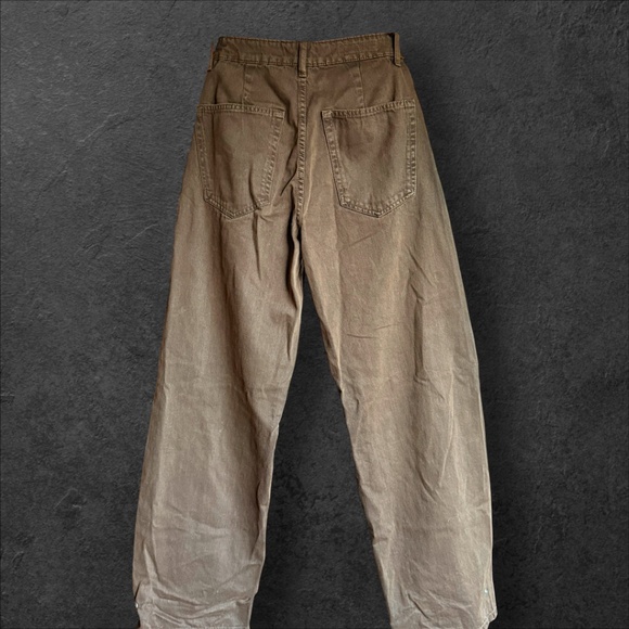 Zara NWT TRF Mid-Rise Baggy Balloon Barrel Jeans Brown - Picture 3 of 6